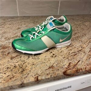 Nike Green Mesh Running Shoes with Cream and White Details